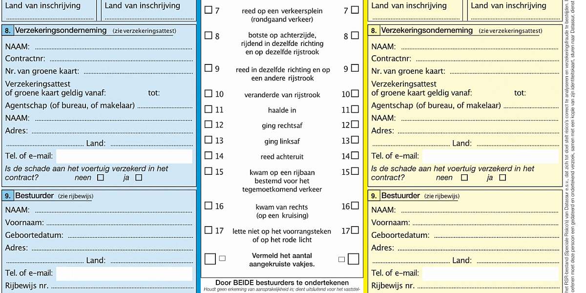 Tips bij het invullen van een aanrijdingsformulier
